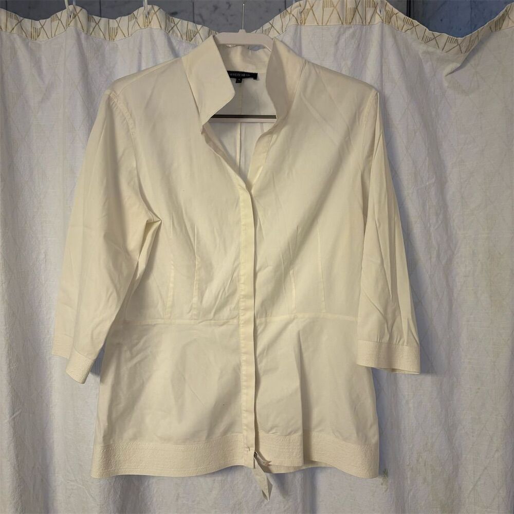 Lafayette 148 New York Women's White Standard Button-Up Shirt Size 10